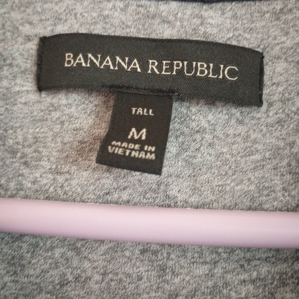 Banana Republic Charcoal Navy Short Sleeve Shirt Men Size Tall Medium